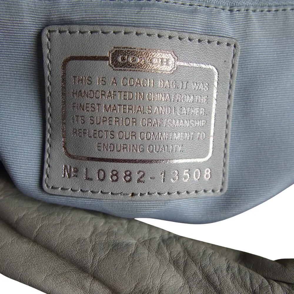 Coach Y2K Metallic Silver Signature Hobo Bag Powder Blue Lining L0882-13508 EUC